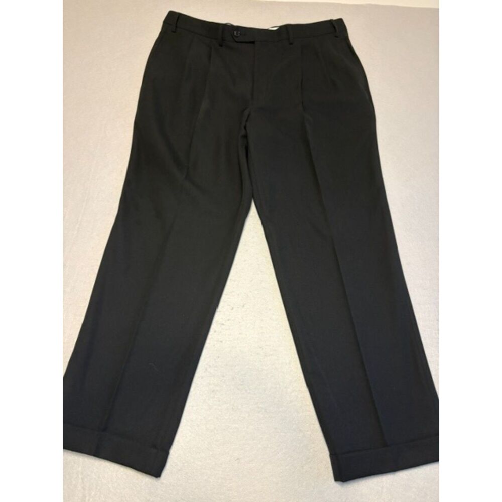 Lauren Ralph Lauren Jet Black Dress Pants Mens 38x30 Cuffed Pleated Lightweight - Picture 4 of 5